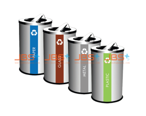 SS106 (4IN1) Stainless Steel Recycle Bin Round c/w Flip Top (4-in-1)