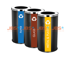 SS107-B (3IN1) Powder Coated Recycle Bin Round c/w Open Top