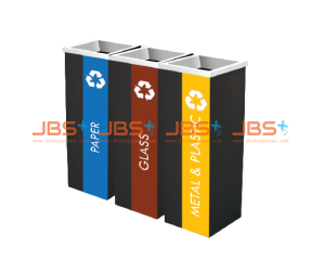 SS110-B (3IN1) Powder Coated Recycle Bin Square c/w Open Top