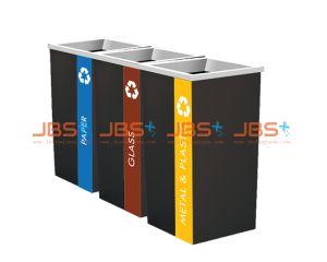 SS110-LB (3IN1) Powder Coated Recycle Bin Square c/w Open Top