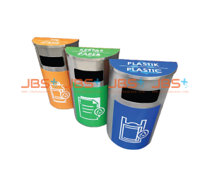 SS104 CM3 Stainless Steel Recycle Bin Semi Round c/w Flat Top