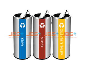 SS126-H (3IN1) Stainless Steel Recycle Bin Rectangular c/w Flat Top