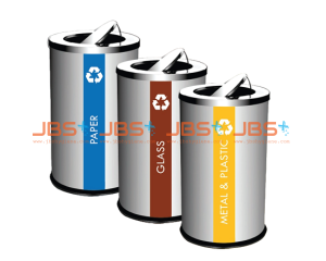 SS106 (3IN1) Stainless Steel Recycle Bin Round c/w Flip Top