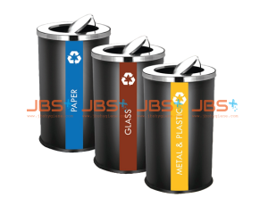 SS106-B (3IN1) Stainless Steel Recycle Bin Round c/w Flip Top